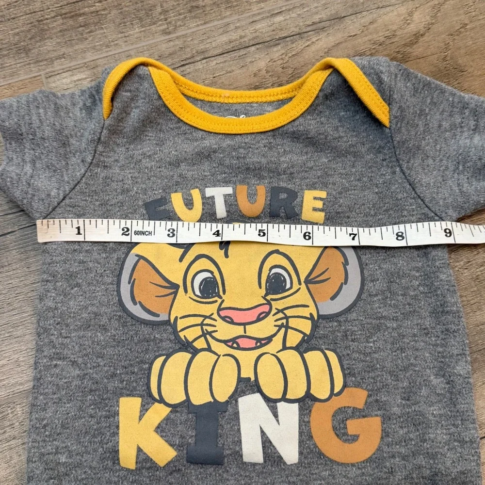 Disney Baby Lion King Simba Future King Gray‎ Gold Bodysuit 6-9M One Piece Snap